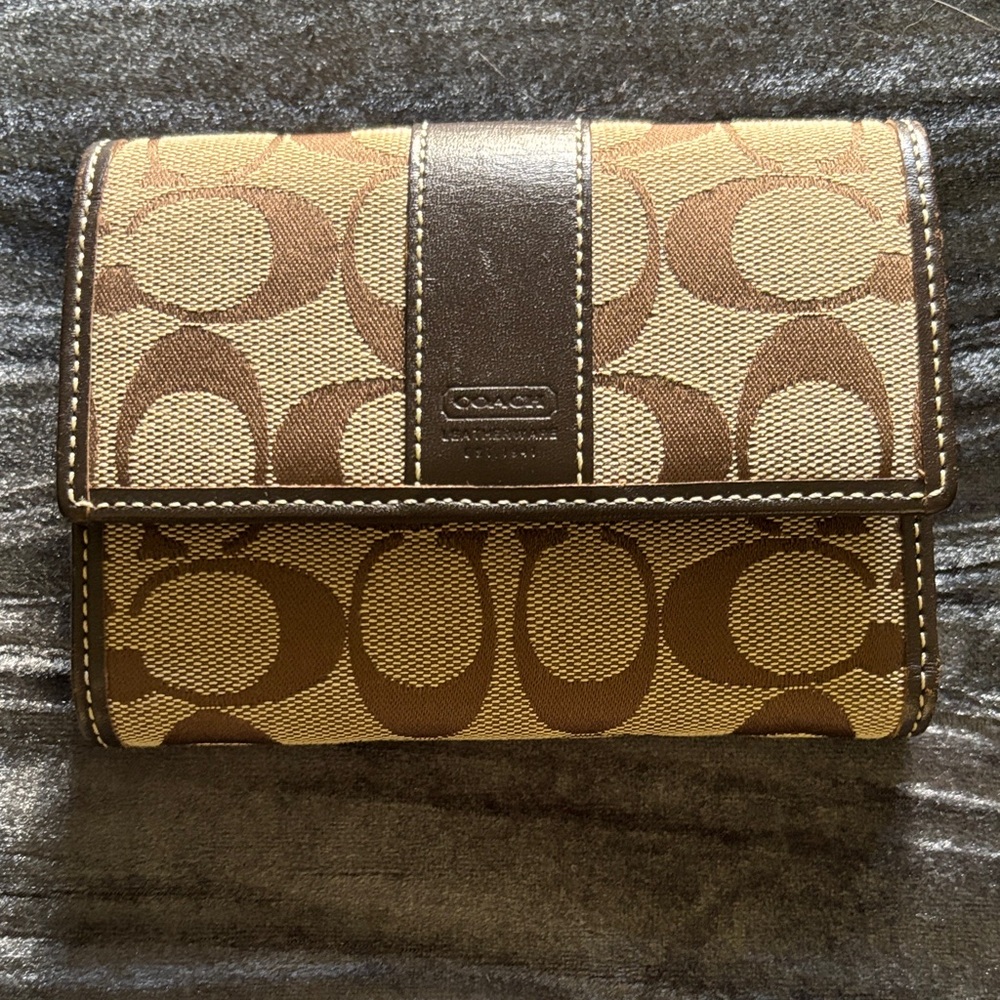Coach Signature Brown and Tan Wallet
